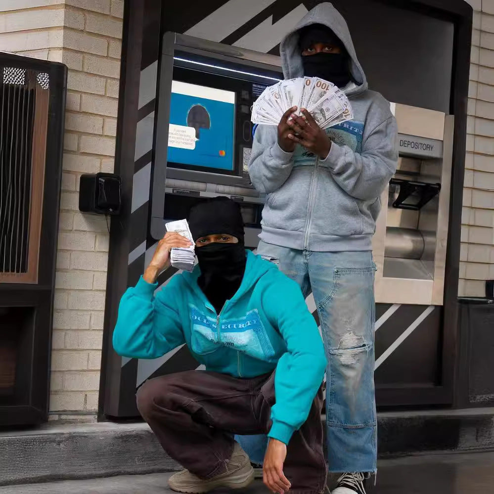 Loose Archaic Personality American Printed Hooded Long Sleeve Pullover Pocket Sweatshirt