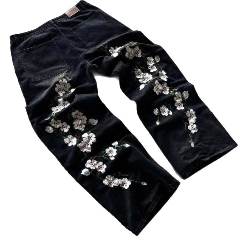 Pantalón Jean Bordado Floral