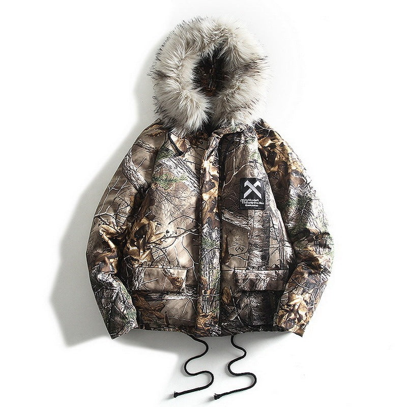 Big fur collar splash cotton jacket