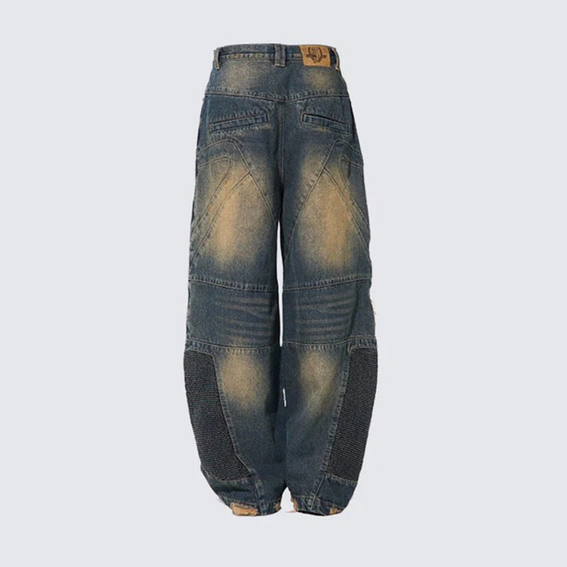 Street Fashion Ripped Stitching Jeans