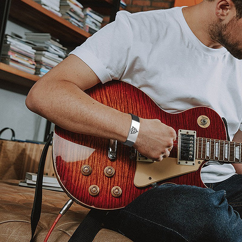 Stainless Steel Irish Celtic Knot Silicone Bracelet Geometric Witchcraft Bangles