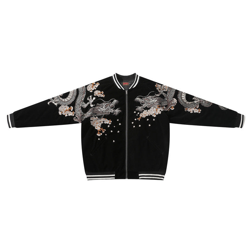 Men's Cotton Jackets Yokosuka Embroidered Dragon Tattoo Chinese Style