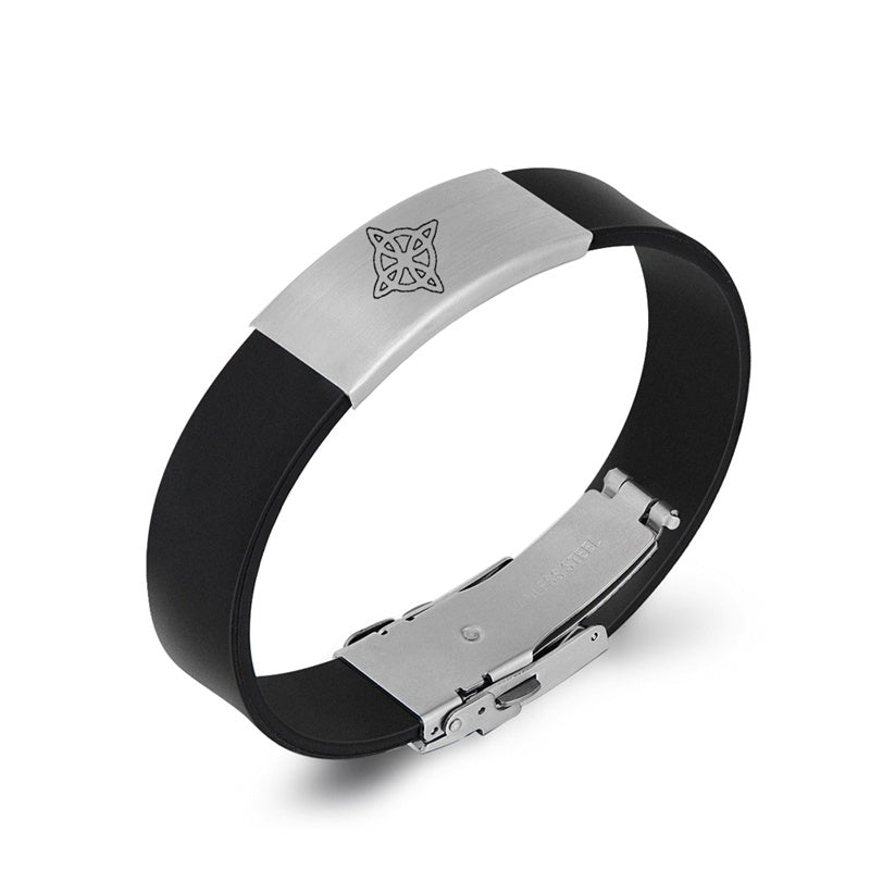 Stainless Steel Irish Celtic Knot Silicone Bracelet Geometric Witchcraft Bangles