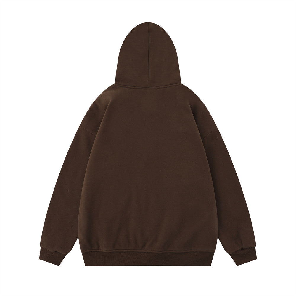 Solid Color Simple Hooded Cardigan Sweater Men's INS