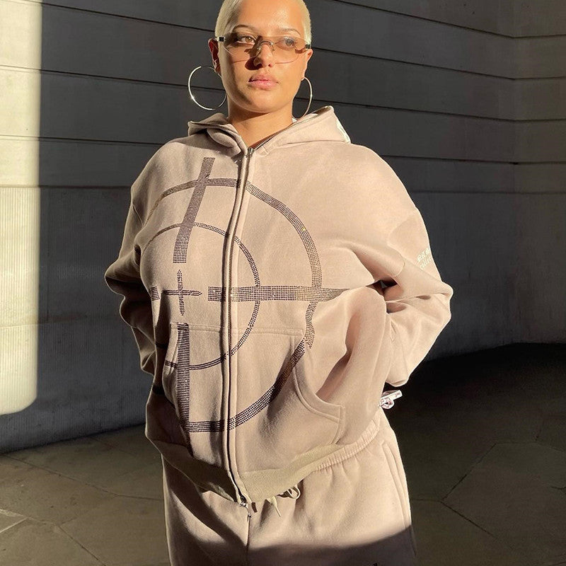 Sudadera Y2K Full Zip con Pedrería