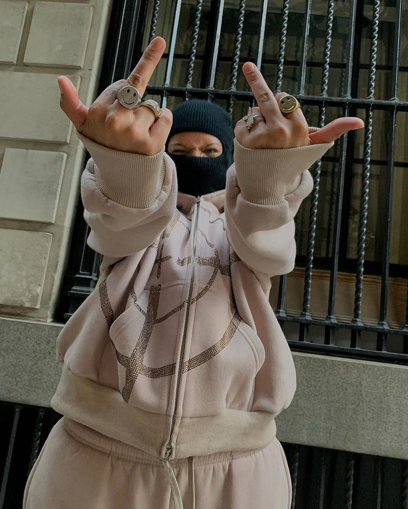 Sudadera Y2K Full Zip con Pedrería