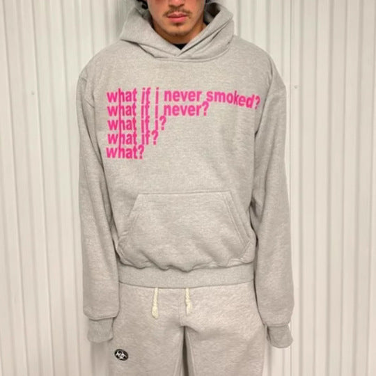 Letter Print High Street Heavy Hooded Sweater